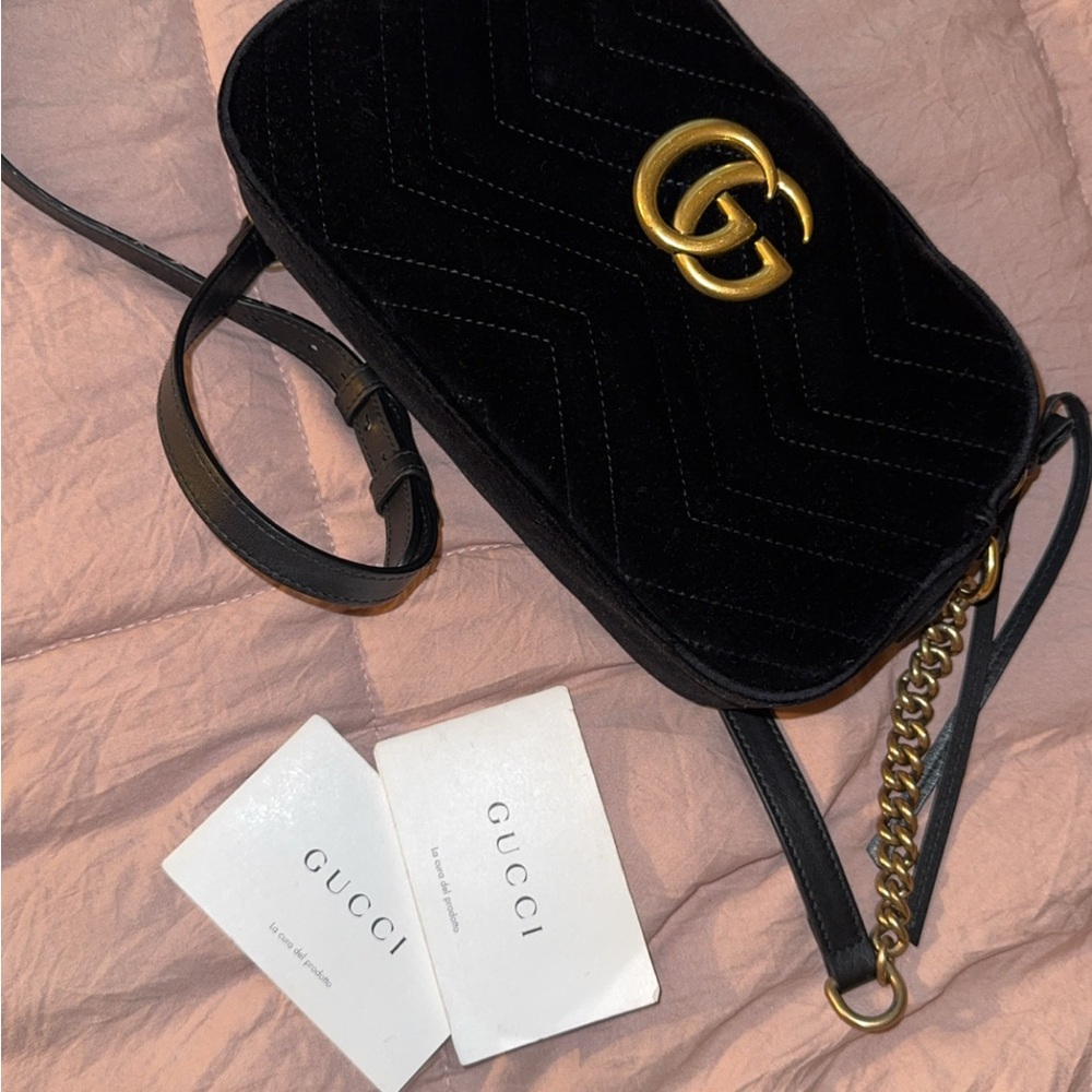 Gucci Black GG Marmont velvet small bag